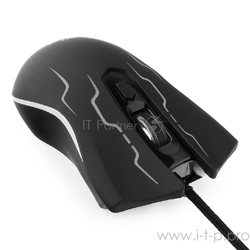 Мышь Gembird MG-540 USB {5кнопок+колесо-кнопка, 3200DPI, подсветка, ПО для макросов, кабель ткан. 1.75м}