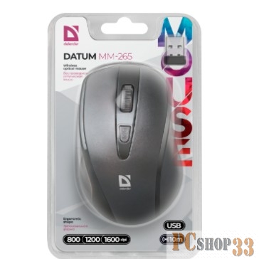 Мышь Defender Datum MM-265 черный {Беспроводная оптическая мышь, 3 кнопки,1600 dpi} 52265