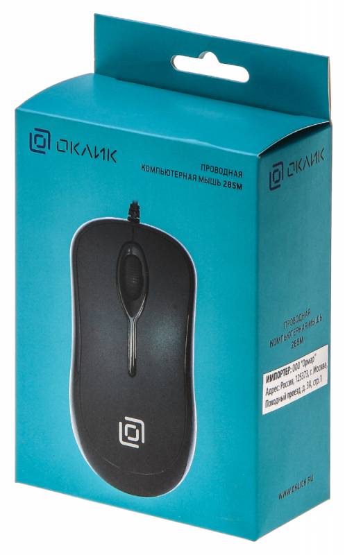 Мышь Oklick 285M черный оптическая (1000dpi) USB (2but) 412845