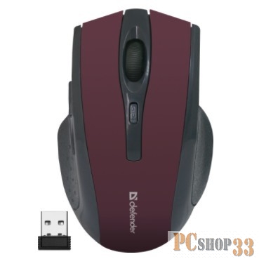 Мышь Defender Accura MM-665 красный 52668 {Беспроводная оптическая мышь, 6 кнопок, 800-1600 dpi}