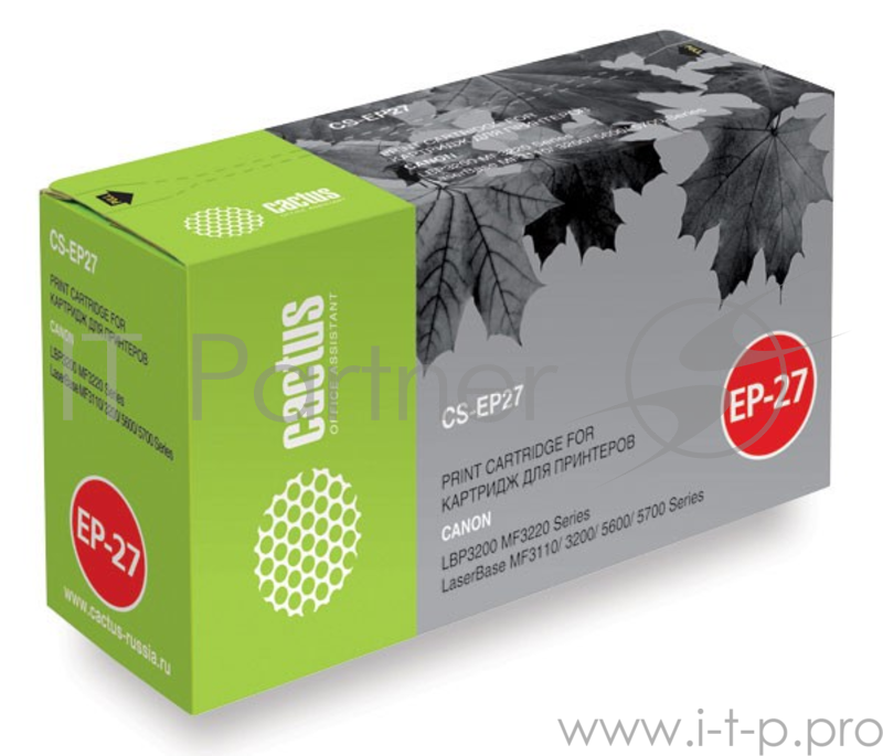 Тонер Картридж Cactus CS-EP27S черный для Canon LBP3200 MF3220 LaserBase MF3110 3200 5600 (2500стр.)