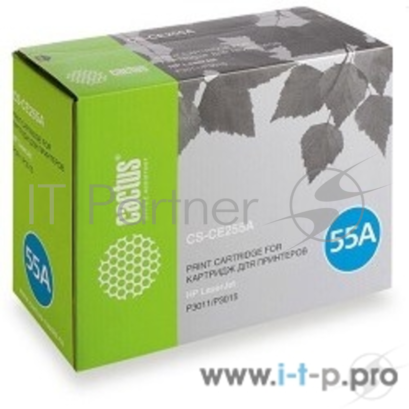Тонер Картридж Cactus CS-CE255AS черный для HP LaserJet P3011/P3015 (6000стр.)
