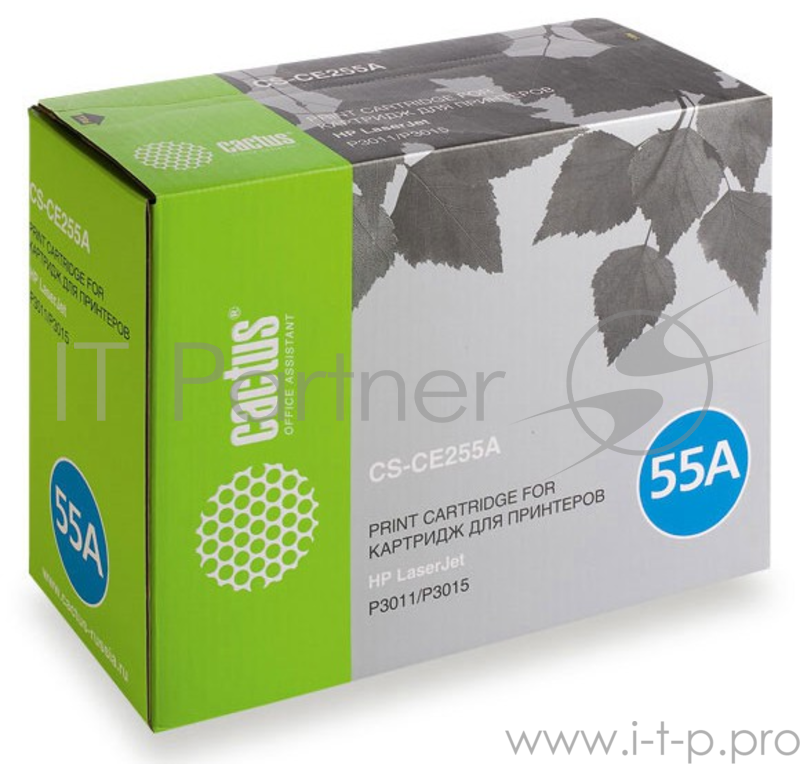 Тонер Картридж Cactus CS-CE255AS черный для HP LaserJet P3011/P3015 (6000стр.)