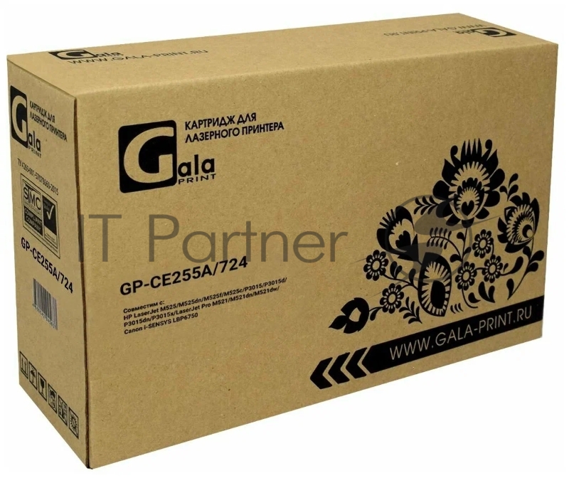 Картридж GP-CE255A/724 для принтеров HP LJ P3010/3015d/3015dn/3015n/3015x M525/Canon LBP6750dn/6780x 6000 копий GalaPrint