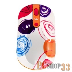 Мышь CROWN CMM-926W, circles CM000001040 {беспроводная, оптическая,1000/1600 dpi, USB, 3 кн-ки и кн-ка смены DPI}