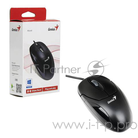 Мышь Genius XScroll V3 black USB, G5 (optical 1000dpi, подходит под обе руки) 31010233100