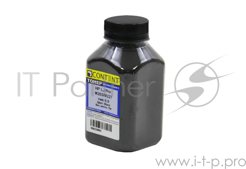 Тонер Content для HP LJ Pro M203/М227, Тип 6.0, Bk, 70 г, банка