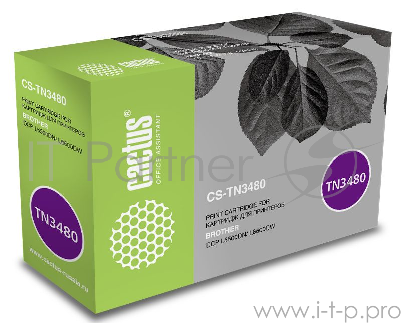 Тонер-картридж Cactus CS-TN3480, черный (8000стр.) для Brother DCP L5500DN/L6600DW/ HL L5000D/L5100DN/L5100DNT/L5200D MFC L5700DN/L5750DW/L6800DW/L6800D