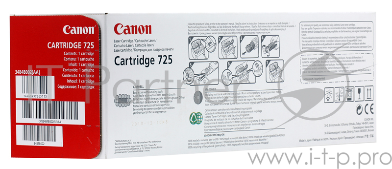 Тонер-картридж Canon Cartridge 725 (3484B002/3484B005), Black черный, 1600 стр, для LBP6000/6000B