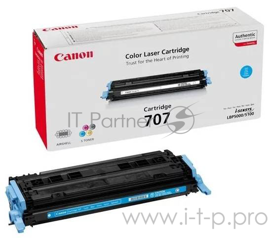 Тонер-картридж Canon 707C (9423A004) Cyan голубой, 2000 стр., для LBP 5000/5100