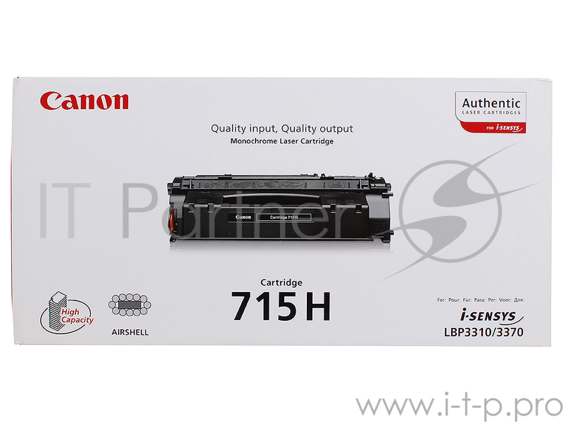 Тонер-картридж Canon Cartridge 715H 7K (1976B002) Black черный, 7000 стр., для LBP3310/3370