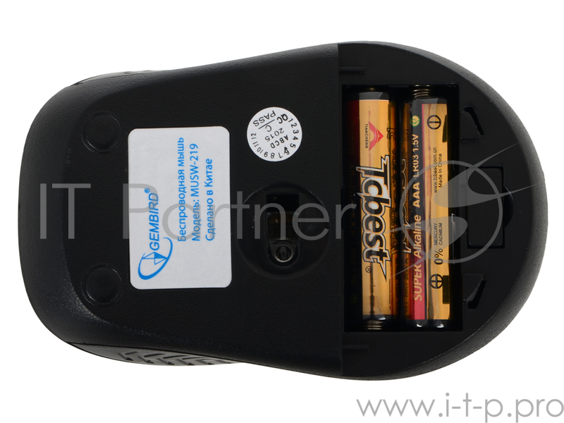 Мышь Gembird MUSW-219 черн {Мышь беспров., 3кн.+колесо-кнопка, 1600DPI, 2.4ГГц}