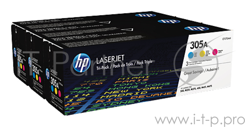 Расходные материалы HP CF370AM Картридж 305A ,Yellow{CLJ Color M351/M451/MFP M375/MFP M475, Tri-pack, Cyan, Magenta, Yellow}