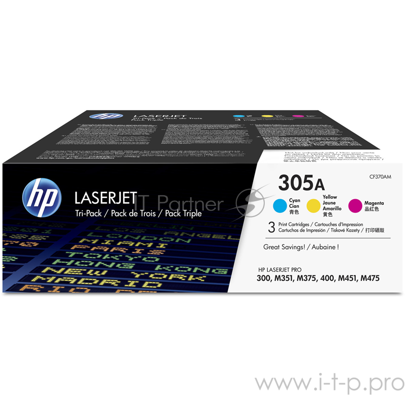 Расходные материалы HP CF370AM Картридж 305A ,Yellow{CLJ Color M351/M451/MFP M375/MFP M475, Tri-pack, Cyan, Magenta, Yellow}