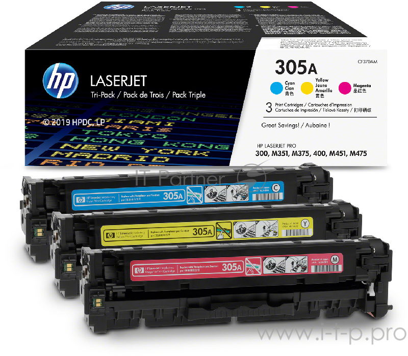 Расходные материалы HP CF370AM Картридж 305A ,Yellow{CLJ Color M351/M451/MFP M375/MFP M475, Tri-pack, Cyan, Magenta, Yellow}