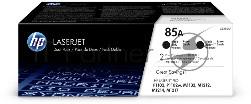 Картридж HP CE285AF/CE285AD черный, для P1102/P1102w, M1132/M1212nf, 1130/1217, двойная упаковка (2 HP85A x 1600стр.)