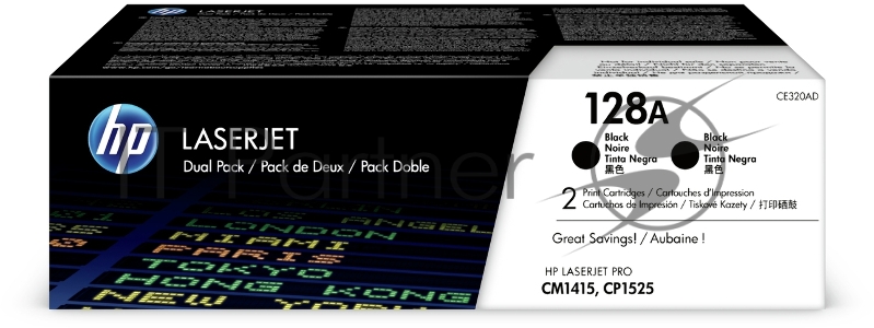 Тонер-картридж HP CE320AD 128A черный двойная упаковка для CLJ Pro CM1415FN/CM1415FNW/CP1525N/CP1 2 x 2 000 стр.