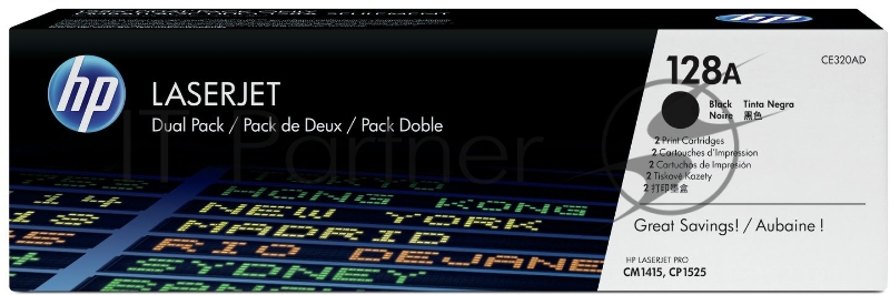 Тонер-картридж HP CE320AD 128A черный двойная упаковка для CLJ Pro CM1415FN/CM1415FNW/CP1525N/CP1 2 x 2 000 стр.