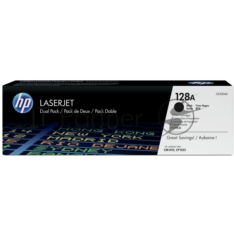 Тонер-картридж HP CE320AD 128A черный двойная упаковка для CLJ Pro CM1415FN/CM1415FNW/CP1525N/CP1 2 x 2 000 стр.