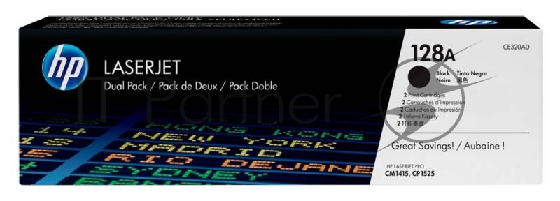 Тонер-картридж HP CE320AD 128A черный двойная упаковка для CLJ Pro CM1415FN/CM1415FNW/CP1525N/CP1 2 x 2 000 стр.