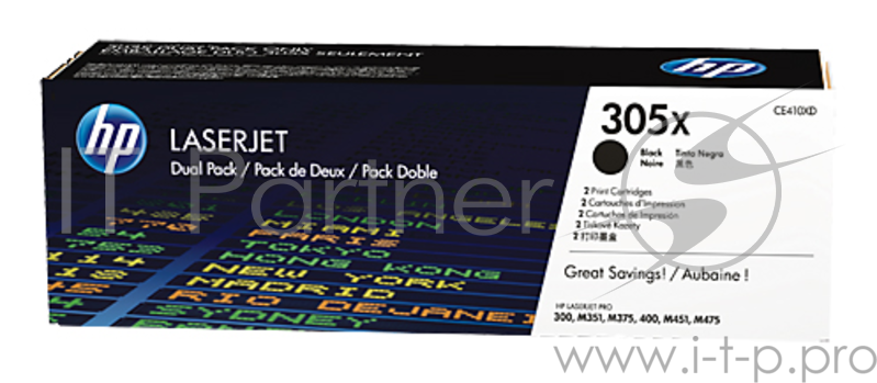 Расходные материалы HP CE410XD Картридж ,Black{CLJ Pro 300 Color M351 /Pro 400 Color M451/Pro 300 Color MFP M375/Pro 400 Color MFP M475, Black, (Dual Pack)}