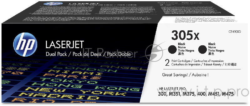 Расходные материалы HP CE410XD Картридж ,Black{CLJ Pro 300 Color M351 /Pro 400 Color M451/Pro 300 Color MFP M375/Pro 400 Color MFP M475, Black, (Dual Pack)}