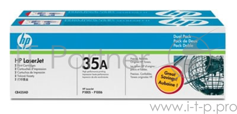 Расходные материалы HP CB435AF/CB435AD Картридж ,Black{LJ P1005/P1006, Black, (2-pack)}