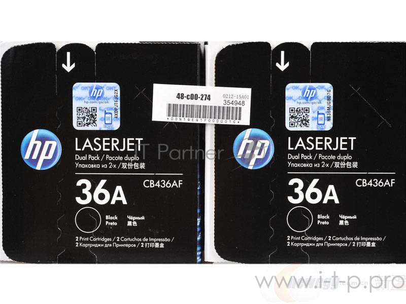 Расходные материалы HP CB436AF Картридж ,Black{LJ P1505/M1120/M1522, Black, (2000стр), (2-pack)}