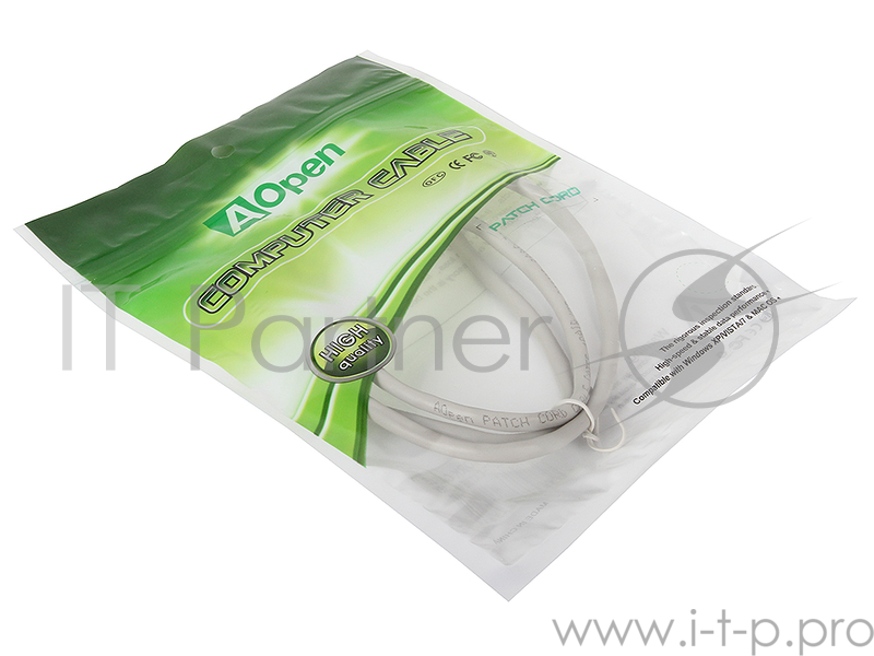 Коммутационный шнур Патчкорд литой Aopen/Qust ANP511_1M UTP кат.5е 1м серый