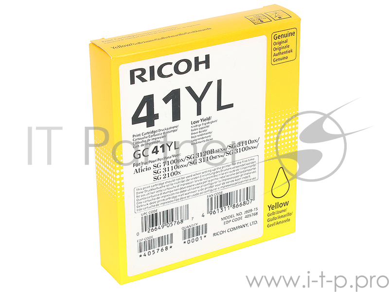 Принт-картридж тип GC 41YL (0.6K) желтый Aficio SG 2100N/ 3110DN/ 3110DNw