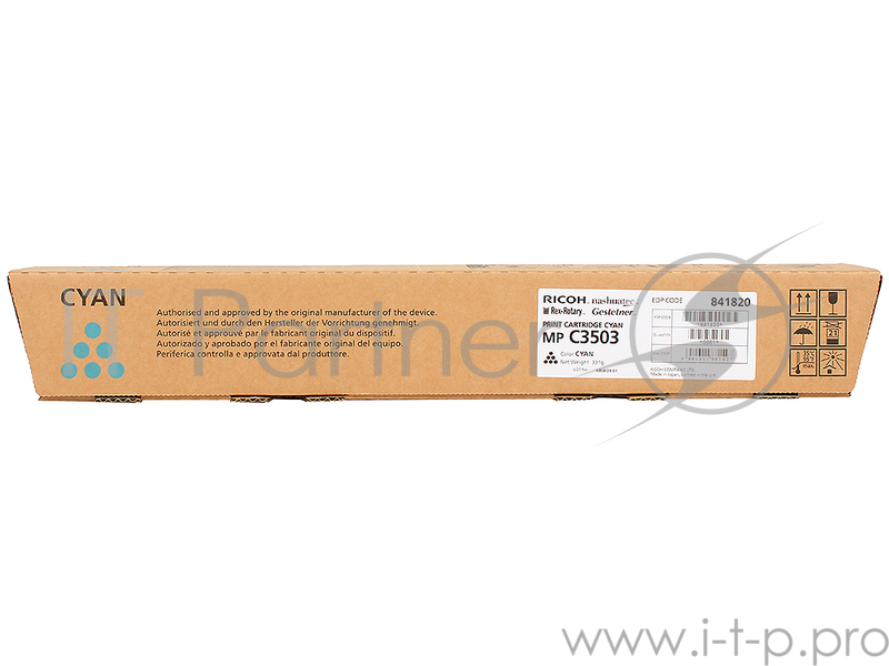 Расходные материалы Ricoh 841820 Тонер-туба тип MP3503, Cyan {Aficio MP C3003/C3503, (18000 стр)}