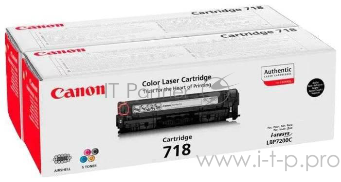 Тонер-картридж Canon Cartridge 718BK 2P (2662B005) Black черный, 6800 стр. (двойная упаковка: 2шт х 3400 стр), для LBP7200/MF8330/8350