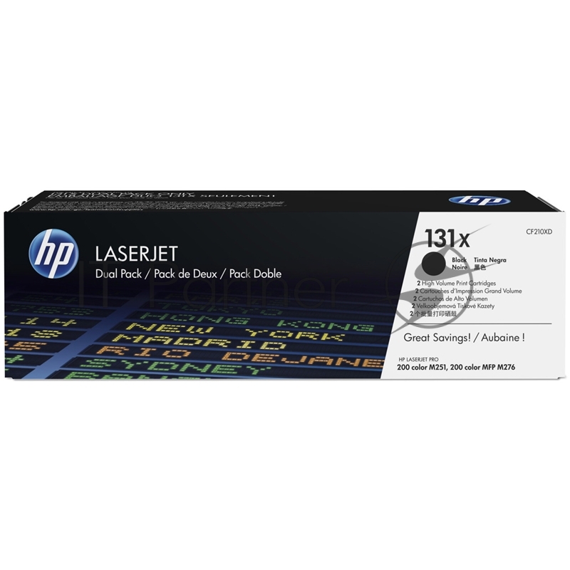 Тонер Картридж HP 131X CF210XD черный x2уп. для HP LJ Pro 200 M251/M276 (2400стр.)