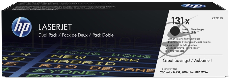 Тонер Картридж HP 131X CF210XD черный x2уп. для HP LJ Pro 200 M251/M276 (2400стр.)