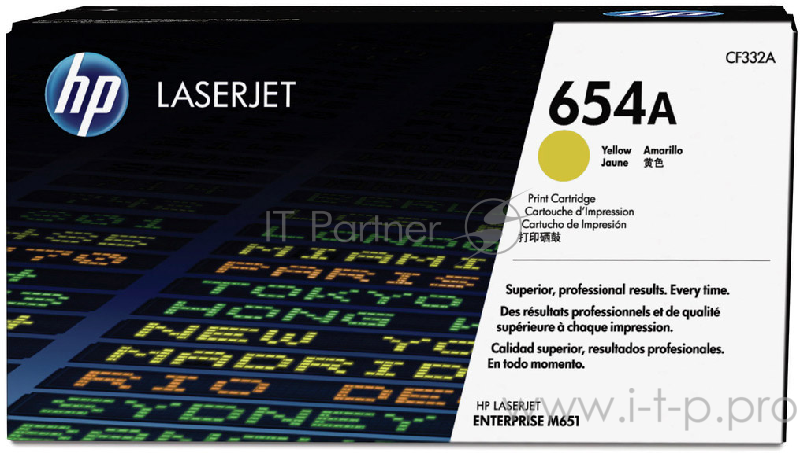 Тонер Картридж HP 654A CF332A желтый для HP CLJ Ent M651n/M651dn/M651xh/M680dn/M68 (15000стр.)