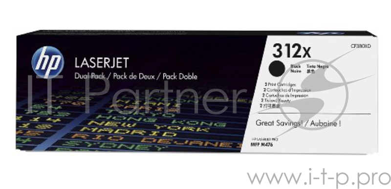 Kартридж Hewlett-Packard HP 312A Black 2-pack LaserJet Toner Cartridge (CF380XD) увеличеной емкости
