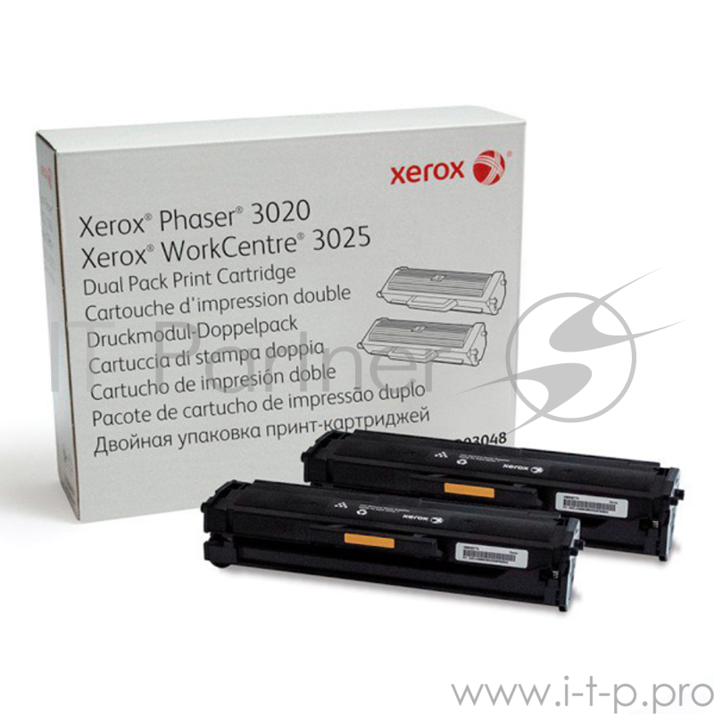Тонер-картридж XEROX 106R03048 черный, black (1500 стр) упаковка 2 шт для XEROX Phaser 3020/WC 3025 (Channels)