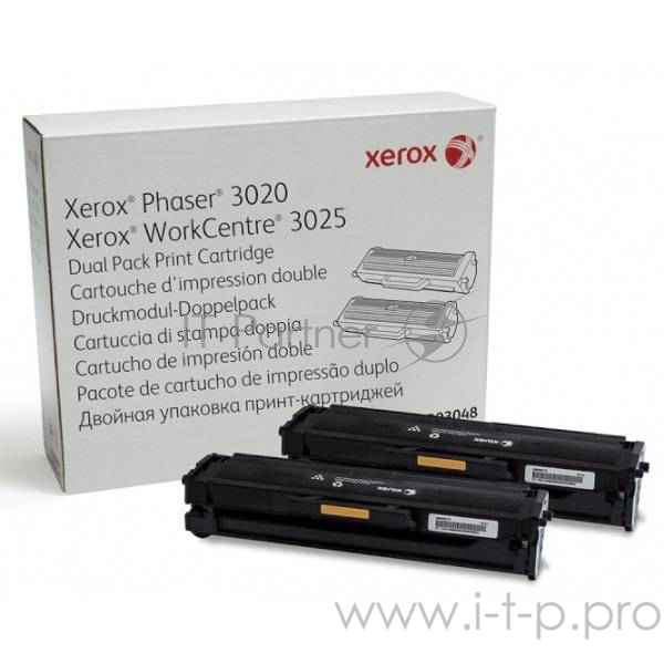 Тонер-картридж XEROX 106R03048 черный, black (1500 стр) упаковка 2 шт для XEROX Phaser 3020/WC 3025 (Channels)