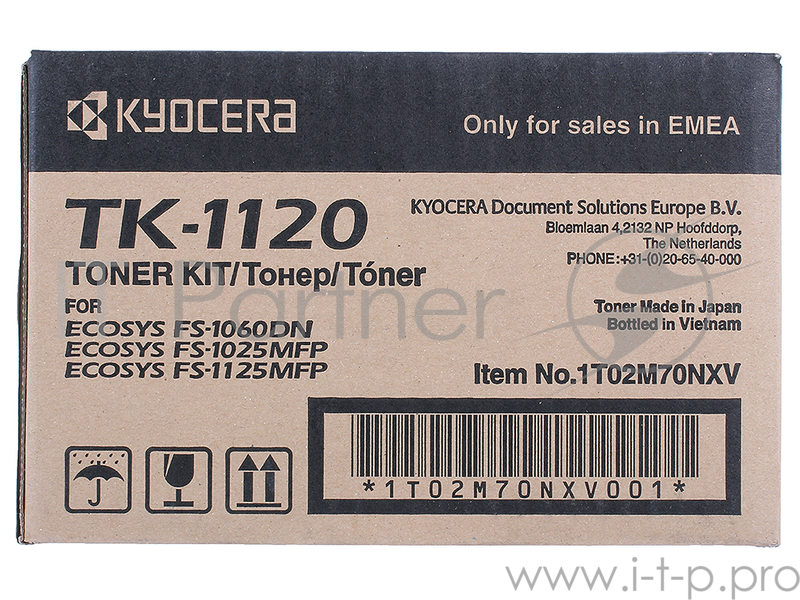 Тонер-картридж Kyocera TK-1120 (1T02M70NX0/1T02M70NXV), Black черный, 3000 стр., для FS-1060DN/1025MFP/1125MFP