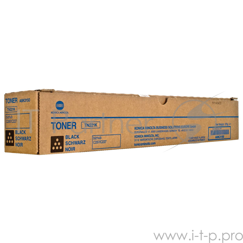 Тонер-картридж Konica-Minolta TN-221K Black, черный, для bizhub C227/C287