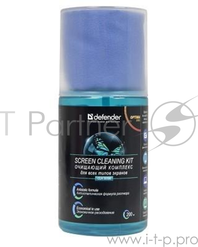 Чистящее средство чистящий комплект (спрей + микрофибра) Defender 30598 для экранов (200мл)
