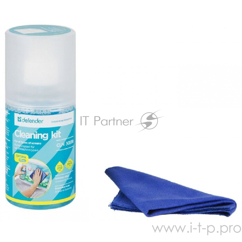 Чистящее средство чистящий комплект (спрей + микрофибра) Defender 30598 для экранов (200мл)