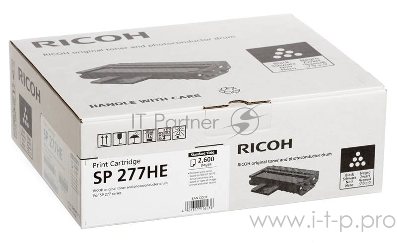 Принт-картридж Ricoh SP 277HE черный, 2600 отп., с чипом, неперезаправляемый, для SP 277NwX/SP 277SNwX/SP 277SFNwX