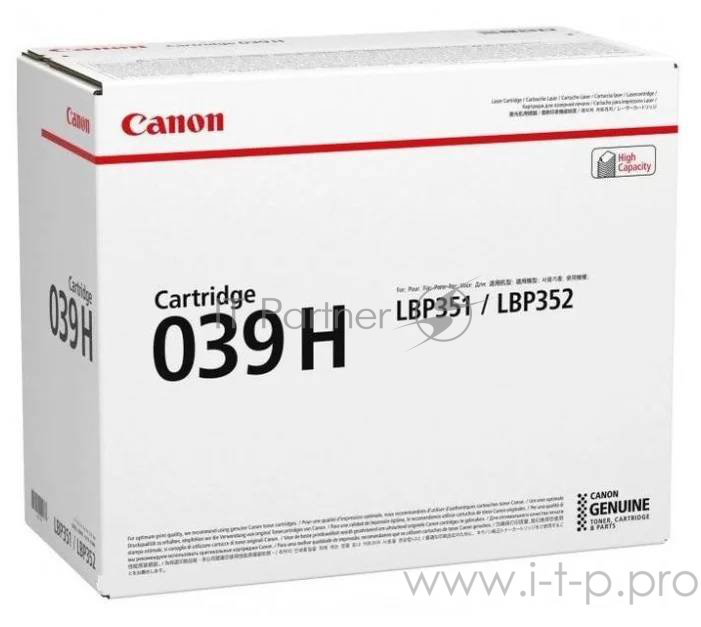 Тонер-картридж Canon Cartridge 039HBK (0288C001) Black черный, 25000 стр., для LBP351x/352x