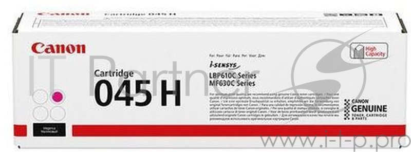 Тонер-картридж Canon 045M H Magenta пурпурный, 2200 стр., для i-SENSYS MF631/633/635, LBP611