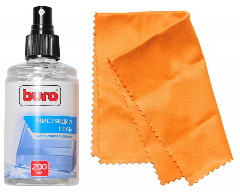 Чистящее средство чистящий комплект (гель + микрофибра) Buro BU-Gscreen для экранов и оптики (200мл)