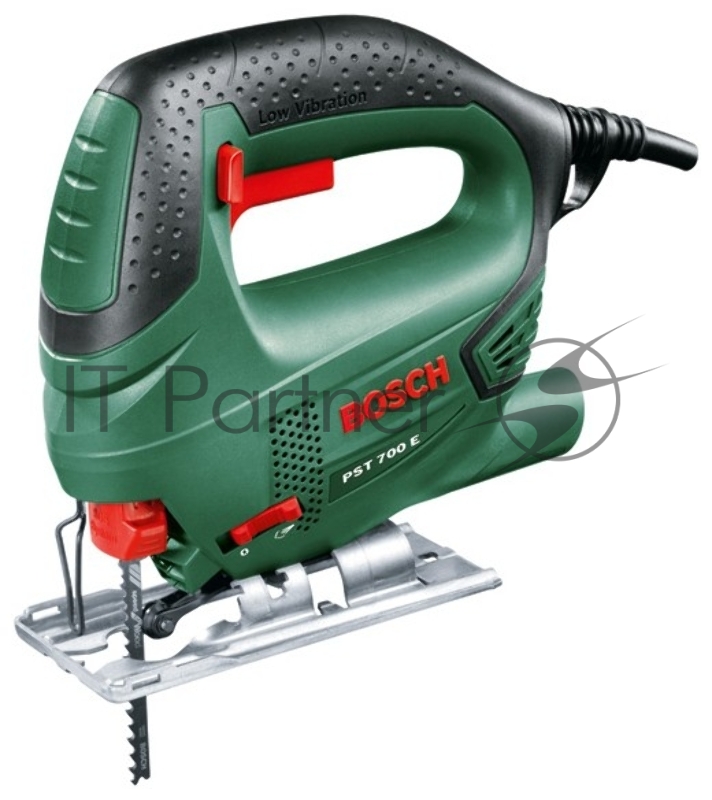Лобзик Bosch PST 700 E Лобзик 06033A0020 {Мощность 500 Вт, частота хода 500 - 3.000 мин-?. Глубина резания дерева 70 мм. Глубина резания алюминия 10 мм. Глубина резания стали 4 мм. Вес 1,7 кг.}