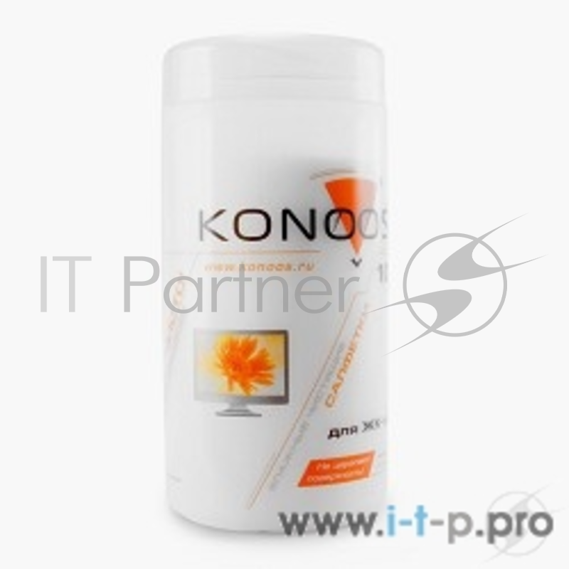 Чистящее средство влажные салфетки Konoos KBF-100 в тубе, для экранов (100шт./уп.)