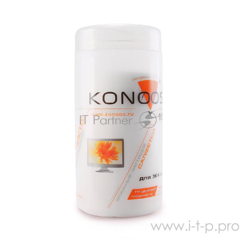 Чистящее средство влажные салфетки Konoos KBF-100 в тубе, для экранов (100шт./уп.)
