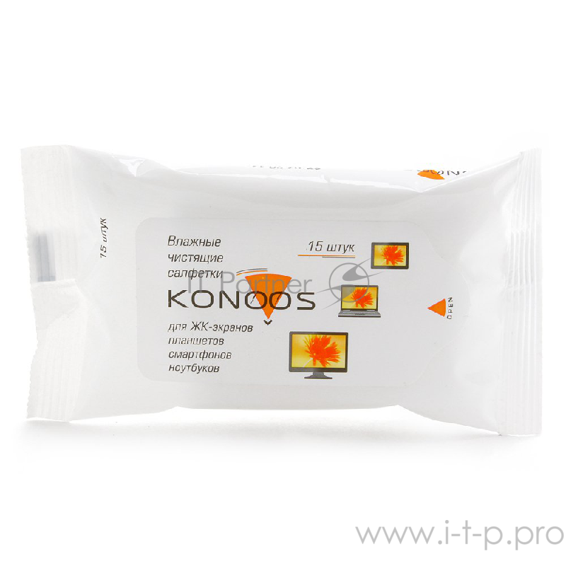 Чистящее средство влажные салфетки Konoos KSN-15, универсальные (15шт./уп.)